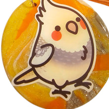 Load image into Gallery viewer, Handmade Cockatiel Hand-Sculpted Polymer Clay Keychain with Resin Overlay — Bird Keychain