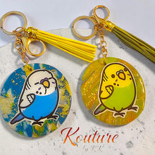 Load image into Gallery viewer, Parakeet Keychain | Handmade Polymer Clay Keychain | Budgie Bird | Kouture by KK