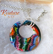 Load image into Gallery viewer, Rainbow Donut Pendant Necklace – Hand-Sculpted Polymer Clay with Multi-Color Foils & Glitter | Signature Sculpted Collection | One of a Kind