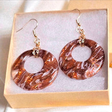 Load image into Gallery viewer, Copper Dreams Signature Set - Hand-Sculpted Polymer Clay Necklace & Earrings with Gold Leaf | One of a Kind