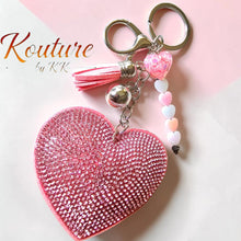 Load image into Gallery viewer, Pink Rhinestone Heart Keychain
