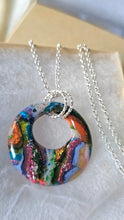 Load image into Gallery viewer, Rainbow Donut Pendant Necklace – Hand-Sculpted Polymer Clay with Multi-Color Foils & Glitter | Signature Sculpted Collection | One of a Kind