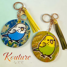 Load image into Gallery viewer, Parakeet Keychain | Handmade Polymer Clay Keychain | Budgie Bird | Kouture by KK