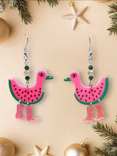 Load image into Gallery viewer, Watermelon Duck Cowboy Boot Earrings