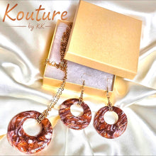 Load image into Gallery viewer, Copper Dreams Signature Set - Hand-Sculpted Polymer Clay Necklace & Earrings with Gold Leaf | One of a Kind