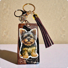 Load image into Gallery viewer, Yorkshire Terrier Handmade Resin Keychain – Brown Tasselby