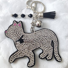 Load image into Gallery viewer, Rhinestone Dog & Cat Keychains — with Tassel & Crystal Beads. Dog & Cat Bag and Tote Charm