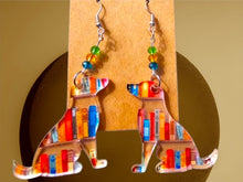 Load image into Gallery viewer, Dog Library Earrings – Acrylic Bookworm Animal Jewelry – Sterling Silver Hooks
