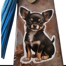 Load image into Gallery viewer, Black & Tan Chihuahua Resin Keychain – Handmade Polymer Clay & Glitter One of a Kind give to rescues
