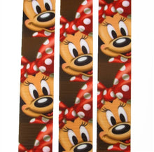 Load image into Gallery viewer, 1" Minnie Mouse Grosgrain Ribbon. Minnie Mouse "Red Bow polka dot ribbon", Mickey Mouse. Girly Hair Bows, Minnie Dog "Bow ribbon"