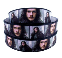 Load image into Gallery viewer, 7/8" Jon Snow Grosgrain ribbon. GOT, Game of Thrones. Winterfell Ice Walker.