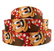 Load image into Gallery viewer, 1" Minnie Mouse Grosgrain Ribbon. Minnie Mouse "Red Bow polka dot ribbon", Mickey Mouse. Girly Hair Bows, Minnie Dog "Bow ribbon"