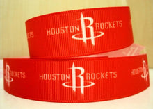 Load image into Gallery viewer, 1.5" wide Houston Rockets Grosgrain Ribbon. NBA Basketball Sports Ribbon.