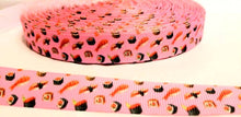 Load image into Gallery viewer, 5/8" "Sushi"- Sushi Ribbon- Sashimi Roll-California Roll-Shrimp- Ribbon-Fish Ribbon- Pink Sushi Ribbon.