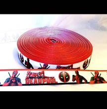 Load image into Gallery viewer, 7/8" Deadpool Grosgrain Ribbon. Great detail.