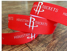 Load image into Gallery viewer, 1.5" wide Houston Rockets Grosgrain Ribbon. NBA Basketball Sports Ribbon.