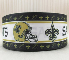 Load image into Gallery viewer, 1.5" New Orleans Saints Grosgrain Ribbon. Football Ribbon NFL Sports Ribbon