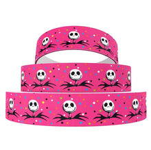 Load image into Gallery viewer, 5/8" Jack Skellington Nightmare before Christmas Hot Pink Grosgrain ribbon.
