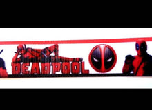 Load image into Gallery viewer, 7/8" Deadpool Grosgrain Ribbon. Great detail.