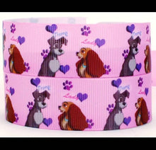 Load image into Gallery viewer, 7/8" Lady and the Tramp Grosgrain ribbon. Disney, Dog Ribbon.