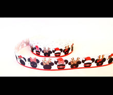 Load image into Gallery viewer, Now in 1.5" and 7/8" Christmas Santa Mickey Mouse and Minnie Minnie Mouse Santa Claus. Christmas lights Mickey Ribbon.