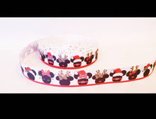 Load image into Gallery viewer, Now in 1.5" and 7/8" Christmas Santa Mickey Mouse and Minnie Minnie Mouse Santa Claus. Christmas lights Mickey Ribbon.