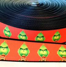 Load image into Gallery viewer, 7/8" Grinch Christmas Ribbon