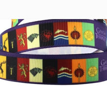 Load image into Gallery viewer, 5/8" Game of Thrones Family Crest Grosgrain Ribbon. GOT Stark, Winterfell
