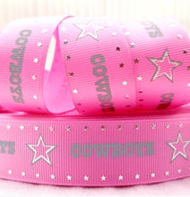 Load image into Gallery viewer, 1.5" Dallas Cowboys PINK Grosgrain Ribbon. NFL Football- Team Sports Ribbon- Wide Ribbon