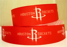 Load image into Gallery viewer, 1.5" wide Houston Rockets Grosgrain Ribbon. NBA Basketball Sports Ribbon.