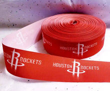 Load image into Gallery viewer, 1.5" wide Houston Rockets Grosgrain Ribbon. NBA Basketball Sports Ribbon.