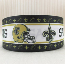 Load image into Gallery viewer, 1.5" New Orleans Saints Grosgrain Ribbon. Football Ribbon NFL Sports Ribbon