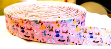 Load image into Gallery viewer, 1" Pink Dogs Ribbon. The Pack together in Pink. Percy Pluto Stitch Lady and the Tramp and 101 Dalmatians Puppies