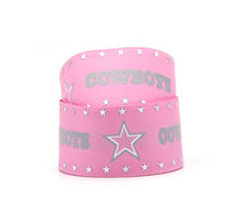 Load image into Gallery viewer, 1.5" Dallas Cowboys PINK Grosgrain Ribbon. NFL Football- Team Sports Ribbon- Wide Ribbon