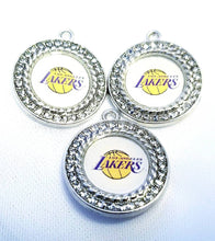 Load image into Gallery viewer, Los Angeles Lakers Rhinestone Charms - Purple & White NBA Basketball Charms in 2.5cm & 2cm
