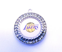 Load image into Gallery viewer, Los Angeles Lakers Rhinestone Charms - Purple & White NBA Basketball Charms in 2.5cm & 2cm