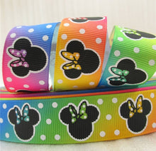 Load image into Gallery viewer, 7/8" Minnie Mouse Neon Bright Bold Color Polka Dot Grosgrain Ribbon. Polka Dot Ribbon