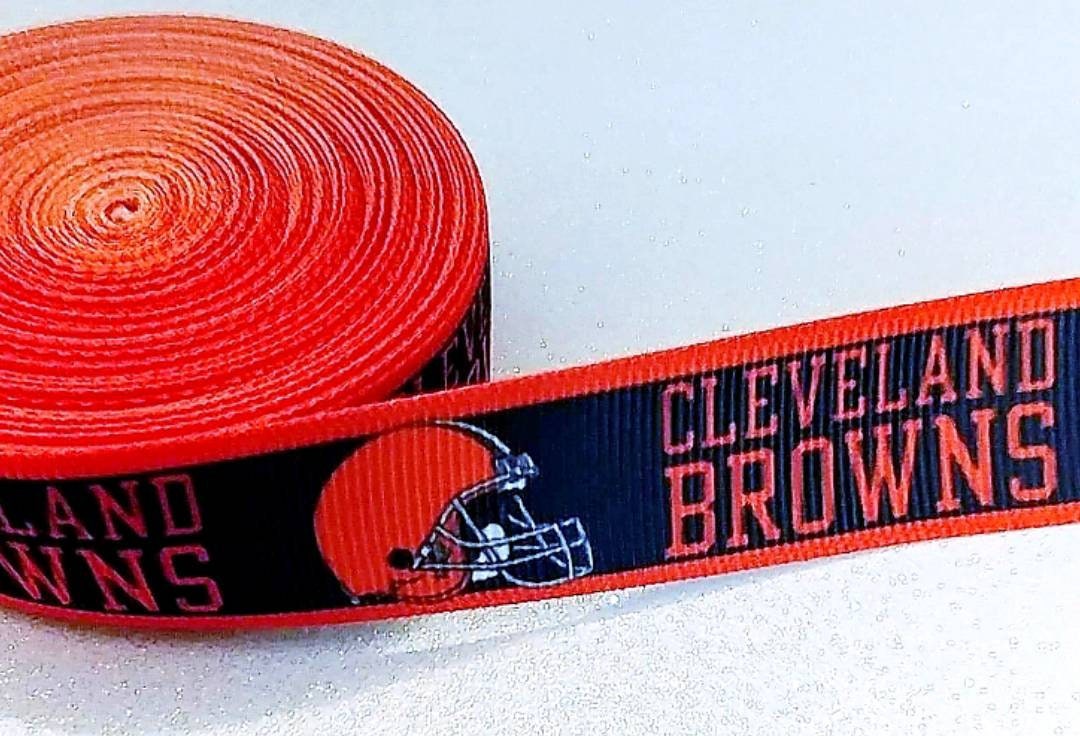 CLEVELAND BROWNS 7/8 GROSGRAIN RIBBON 1,3,5,10 YARDS FOOTBALL SHIP FROM USA