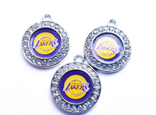 Load image into Gallery viewer, Los Angeles Lakers Rhinestone Charms - Purple & White NBA Basketball Charms in 2.5cm & 2cm