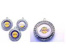 Load image into Gallery viewer, Los Angeles Lakers Rhinestone Charms - Purple & White NBA Basketball Charms in 2.5cm & 2cm