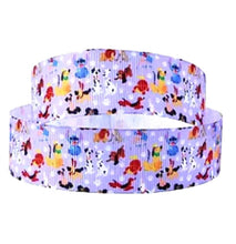 Load image into Gallery viewer, 1" Dogs Ribbon. The Pack together in Lavender Percy Pluto Stitch Lady and the Tramp and 101 Dalmatians Puppies