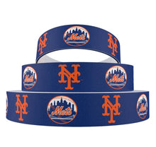 Load image into Gallery viewer, 5/8" New York Mets Grosgrain Ribbon. Sports Team Ribbon Sports Ribbon