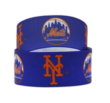 Load image into Gallery viewer, 5/8" New York Mets Grosgrain Ribbon. Sports Team Ribbon Sports Ribbon