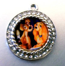 Load image into Gallery viewer, Lady and the Tramp Charm. 2.5 cm Large Rhinestone Lady and the Tramp jewelry