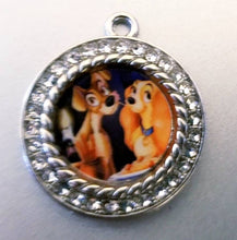 Load image into Gallery viewer, Lady and the Tramp Charm. 2.5 cm Large Rhinestone Lady and the Tramp jewelry