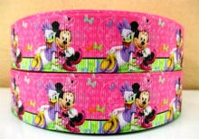 Load image into Gallery viewer, 5/8" Minnie Mouse Daisy Duck Grosgrain Ribbon. Mickey Mouse Ribbon