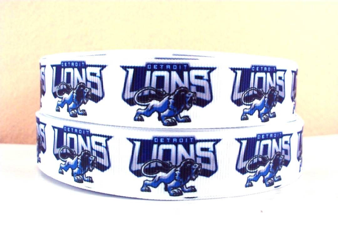 7/8' Detroit Lions Grosgrain Ribbon. NFL Football Sports Ribbon. Detroit  Michigan Lions