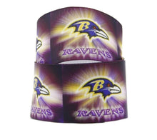 Load image into Gallery viewer, NFL Baltimore Ravens Ribbon. In 7/8" and 1.5" NFL Football Ribbon Sports Team Ribbon