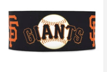 Load image into Gallery viewer, 5/8" San Francisco Giants Black Grosgrain Ribbon. MLB Sports Teams SF Giants