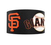 Load image into Gallery viewer, 5/8" San Francisco Giants Black Grosgrain Ribbon. MLB Sports Teams SF Giants